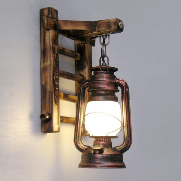 

vintage retro bronze iron lantern kerosene wall lamp e27 for hallway bathroom bar vanity night lights fixture sconce bedroom
