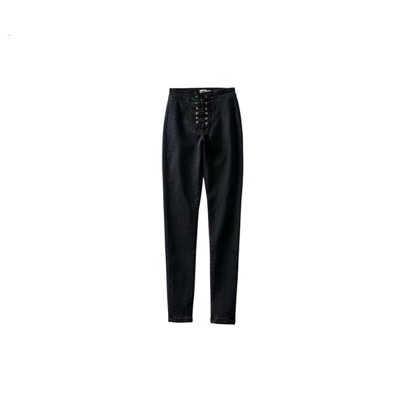 

2021 new autumn skinny elastic cordon all coinciding with jeans street female style two colors pencils high belt pants 2vcn, Blue