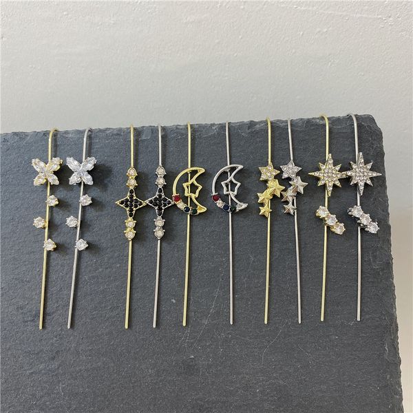 

ear crawler hook earrings for women zircon rhinestone ear wrap four leaf clover earring cuff moon piercing earrings jewelry kimter-k202fa