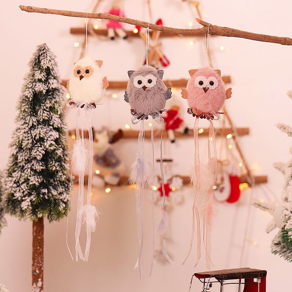 

gift happy cute new creative year ornaments owl doll tree plush ball pendant christmas decor