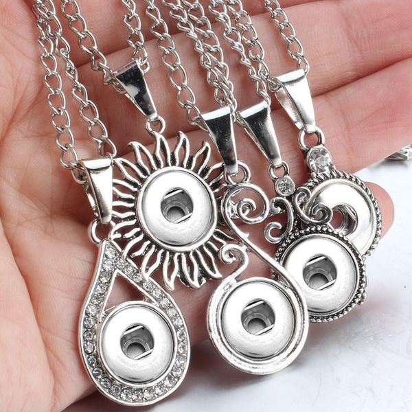 

new snap jewelry vintage metal snap button necklaces 12mm snap pendant necklace for women girls diy button bbywuo, Silver