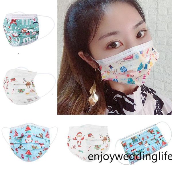 

163schristmas 8 disposable design face kids respirator with elastic ear loop 3 ply breathable for blocking dust air anti-pol