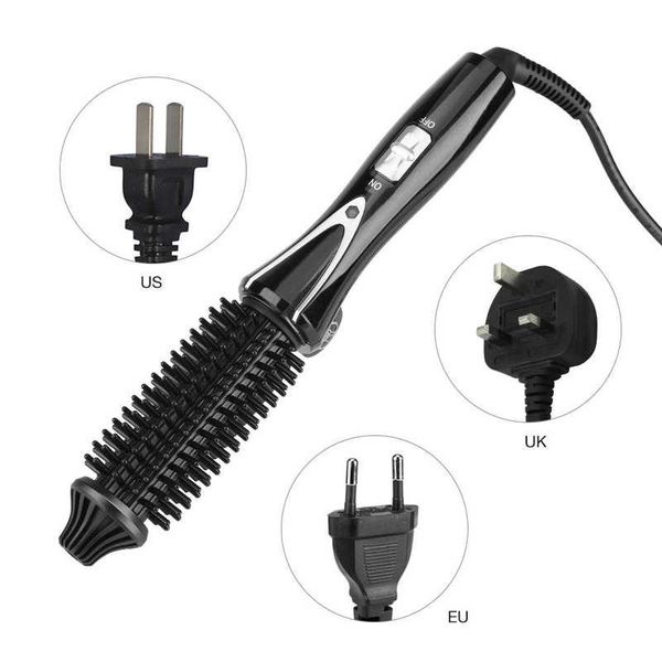 

hair straighteners ceramic tourmaline foldable anion brush curler curling iron styling tools, Black