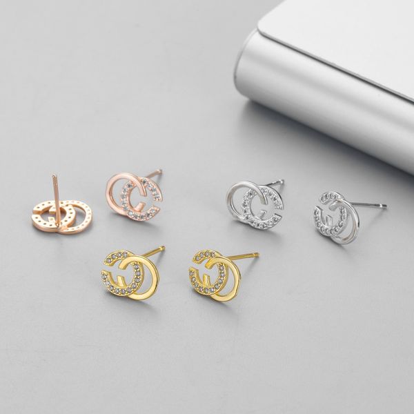 

2021 new brand designer double letters earrings ear studs gold tone earring for women men wedding party jewelry gift wholesale, Golden;silver