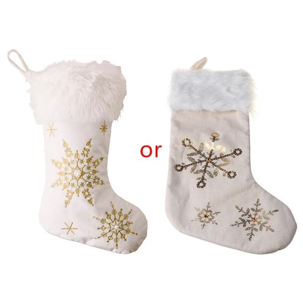 

christmas snowflake stockings decoration fireplace xmas tree hanging pendant bag new 2020
