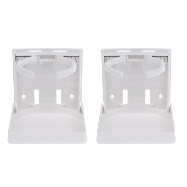 

2 pieces adjustable fold up cup drink holder for marine boat truck car, white