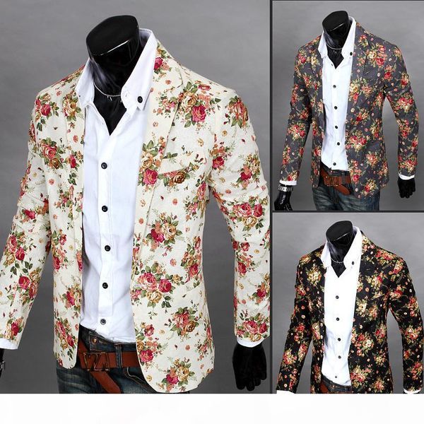 

2020 рождественские мужчины одежда роскошный мужской blazer print куртка стильный необычный бренд цветочные мужчины костюмы blazers, White;black