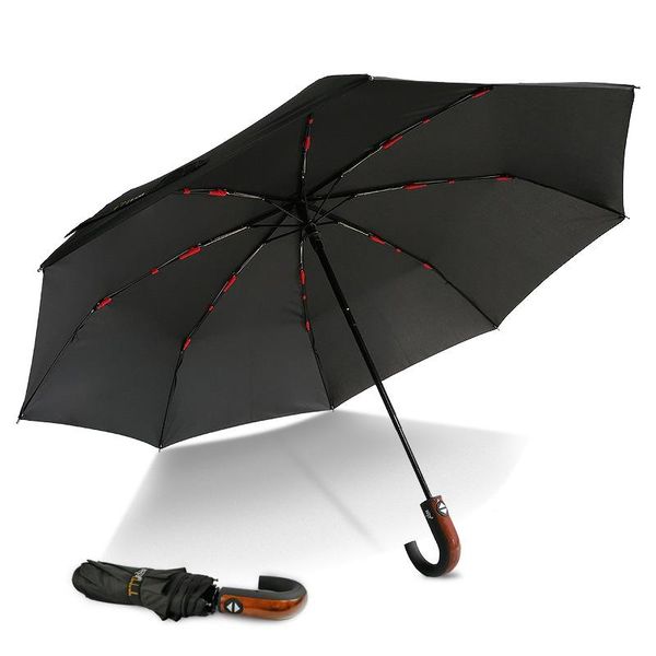 

rst classic english style matic umbrella rain women windresistant 3 folding curved handle business male umbrellas parasol wmtcyn xhhair