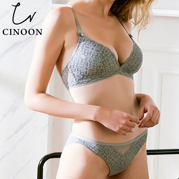 

cinoon lingerie transparent underwear ultra-thin bra set new women high waist brief floral embroidery brassier panty y200115, Red;black