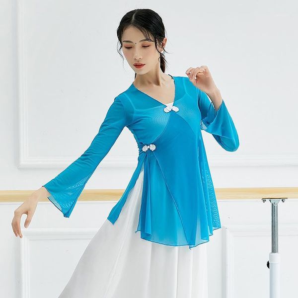 

mesh oriental latin belly dance transparent blouse shirt costume for sale women dancing clothes dancer wear clothing1, Black;red