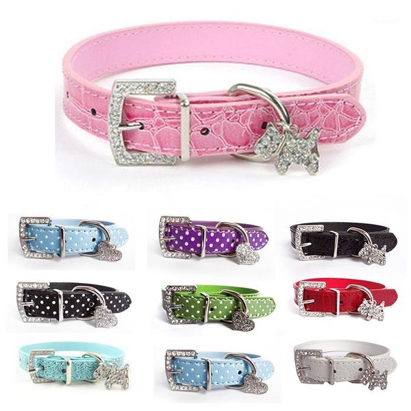 

crystal rhinestone small pet dog collar puppy pet buckle dogs adjustable animal neck strap necklace dog leash accessories1