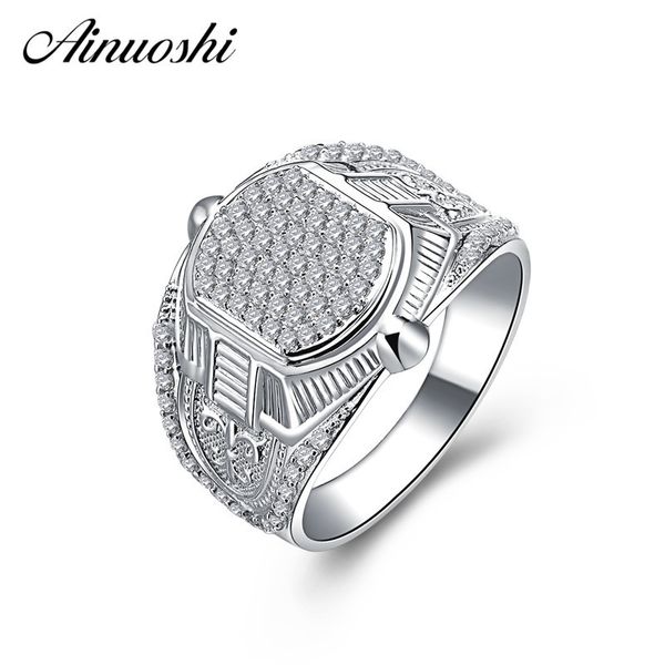 AINOUSHI 925 Sterling Silber Männer Hochzeit Verlobungsringe Sona Männlich Silber Mithelfer Geburtstag Party Ringe Liebhaber Schmuck Geschenke Y200106