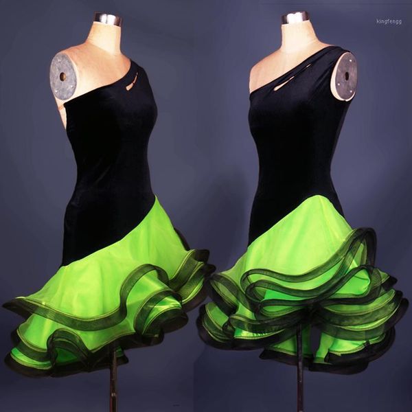 

latin dress latin dance competition dress women tango rumba cowboy rodeo performance clothing dance1, Black;red