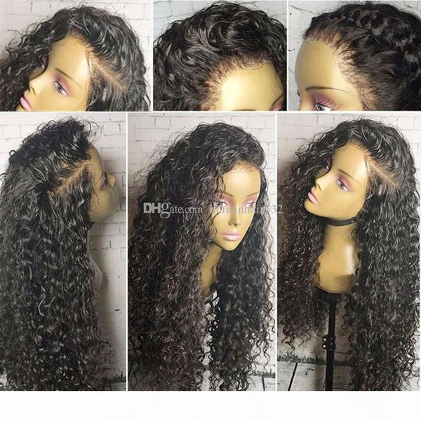 

virgin brazilian kinky curly full lace wig with baby hair glueless full lace kinky curly human hair wigs for black women, Black;brown