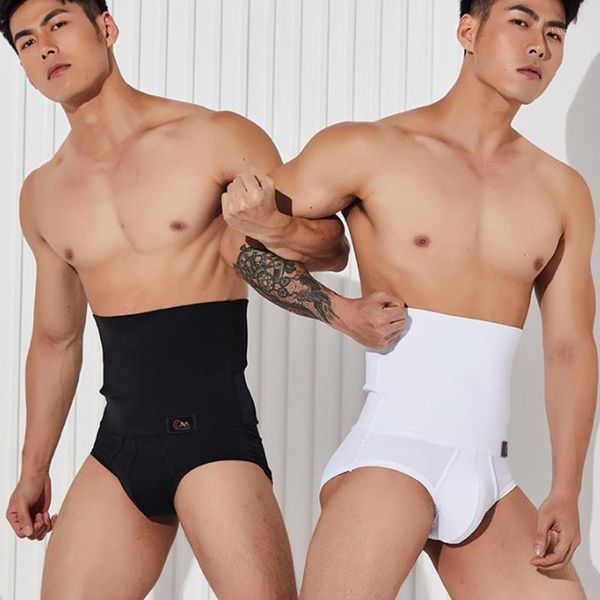

men's slimming high waist body shape briefs elasticity tummy control breathable belly girdle shorts underwear underpants1, Black;brown