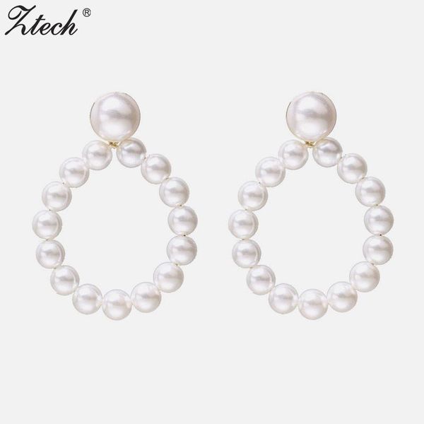 

ztech trend imitation pearl earrings female white round pearl wedding pendant earrings fashion korean statement jewelry1, Silver