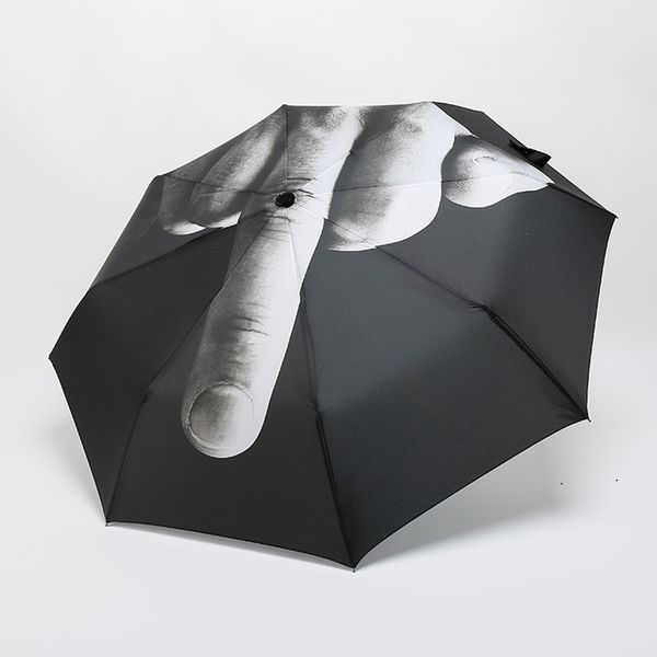 Quente 10 pcs dedo médio guarda-chuva chuva à prova de vento à prova de seu guarda-chuva criativo dobrável parasol moda impacto preto guarda-chuva t500426