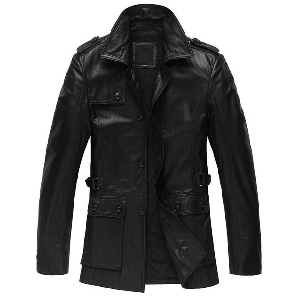 

genuine leather real goatskin coat autumn winter men streetwear windbreaker jacket chaqueta hombre 6811 my1524, Black