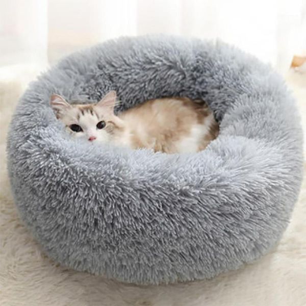 

cat beds & furniture luxury fluffy pet bed dog/puppy fur donut cuddler soft cushion plush round creative kennel litter nest1