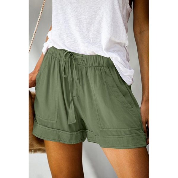 

women's shorts women sunmmer casual high waist elastic lace-up plus size fashion loose, White;black