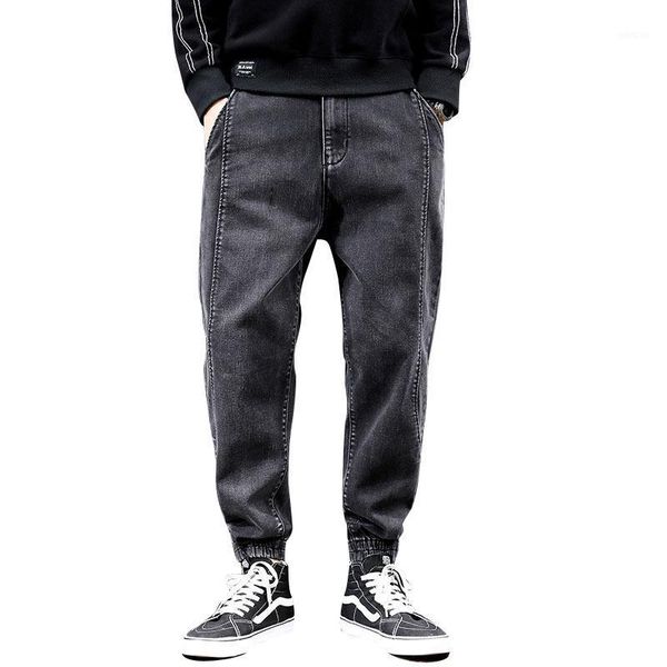 

spring autumn men's elastic cotton stretch jeans pants loose fit denim trousers men's brand fashion wear and washed jean pants1, Blue