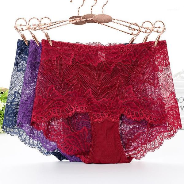 

sold by 6 pcs -seamless underwear cotton lace low waist breathable hollow out ladies underwear1, Black;pink