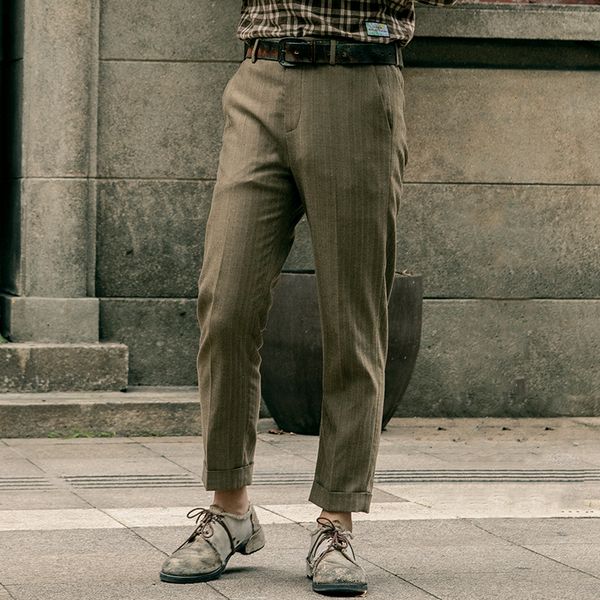 

soarin yuppie men's casual capris british stripe business straight tube easy care tapered pants