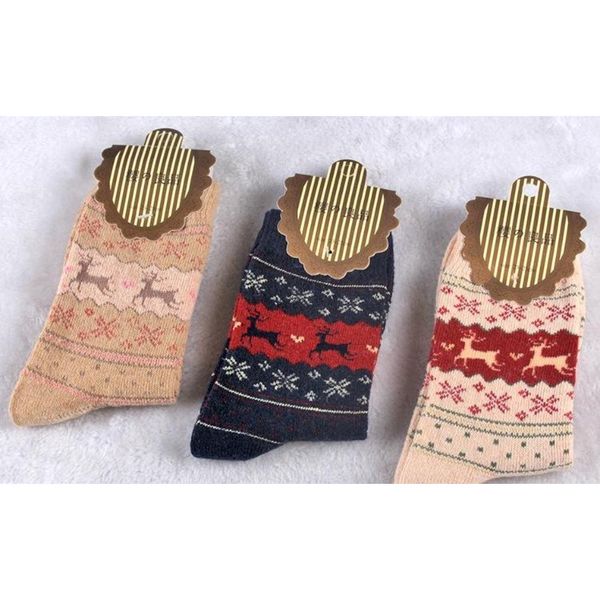 

new christmas deer moose design casual warm winter knit wool female socks christmas decoration s jllukp eatout