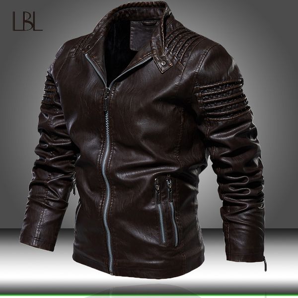 

мужская pu куртки кожаные пальто осень slim fit искусственной кожи мотоциклов куртки мужчины зима теплые пальто мужской флис bomber ветровка, Black