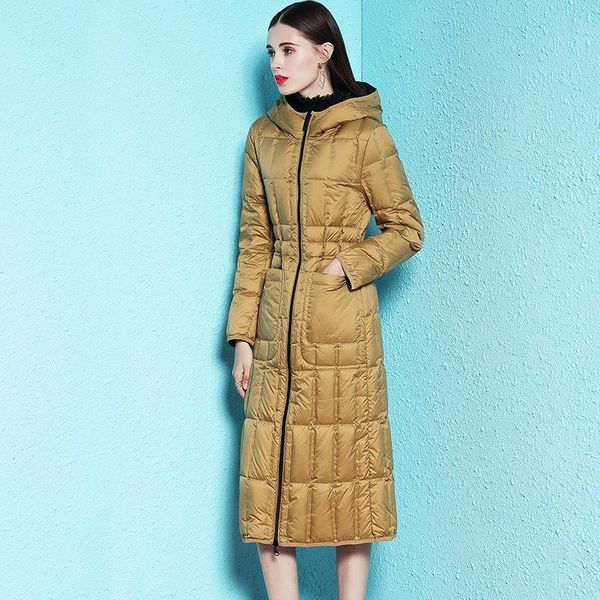 

winter double-sided positive and negative wear hooded down jacket women long two-sided personality down coat winter nw18c2968-3, Black