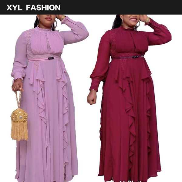 

african design dashiki dress lace pleated ethnic muslim abaya bazin robe gowns maxi dresses eid ramadan riche lady party, Red