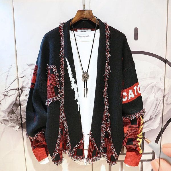 

men's sweaters korean style man casual loose harajuku cardigan winter crop oversized pull hiver men's clothing db60my1, White;black
