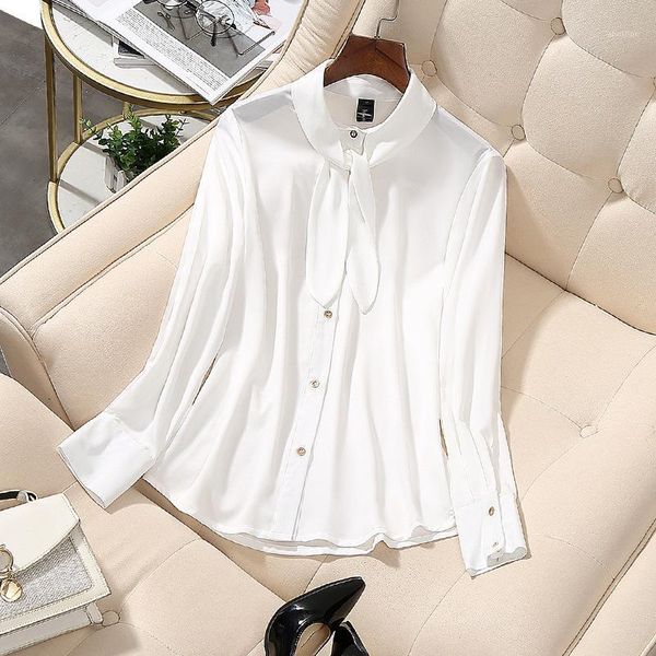 

women's blouses & shirts spring autumn 2021 women white shirt long sleeve korean streetwear slim chiffon blouse elegant ladies -5xl1
