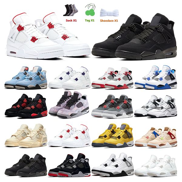 

men basketball shoes 4s black cat sail university blue red thunder purple metallic white oreo bred zen master sports sneakers mens trainers