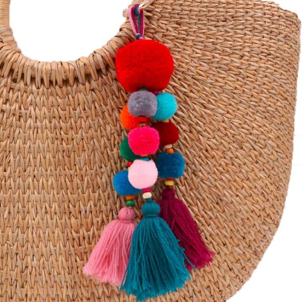 

pom pom tassel key chain long bag pendant colorful pom keyring diy hanging pendant charm jewelry for keychain qh6002 h bbyggw