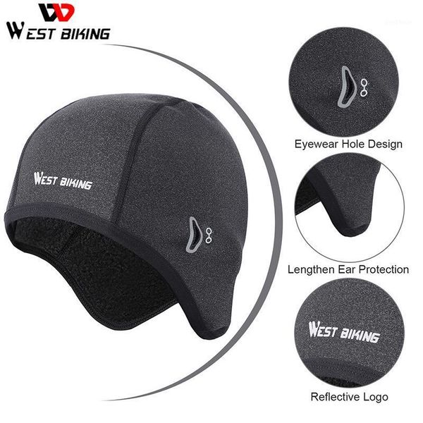 

cycling caps & masks west biking winter windproof bike hats fleece thermal helmet liner outdoor running skiing bicycle m2251, Black