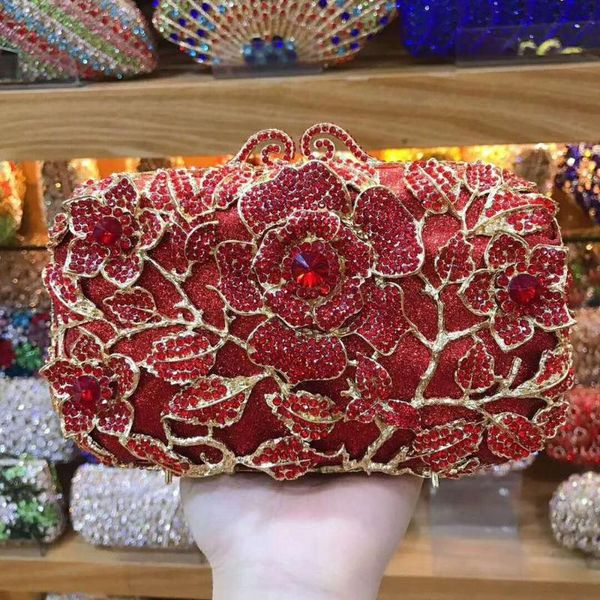 

lady wedding party red blue crystal diamond clutch bags luxury banquet evening bags purse for female clutches handbag gift