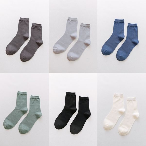 

6zicv summer business solid color cotton socks medium tube thin spring and socks men's socksmen's combed cotton absorbs sweat and, Black