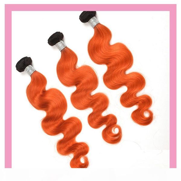 

peruvian human hair ombre hair extensions body wave 1b orange double wefts 1b orange 100% human hair 3pieces lot, Black