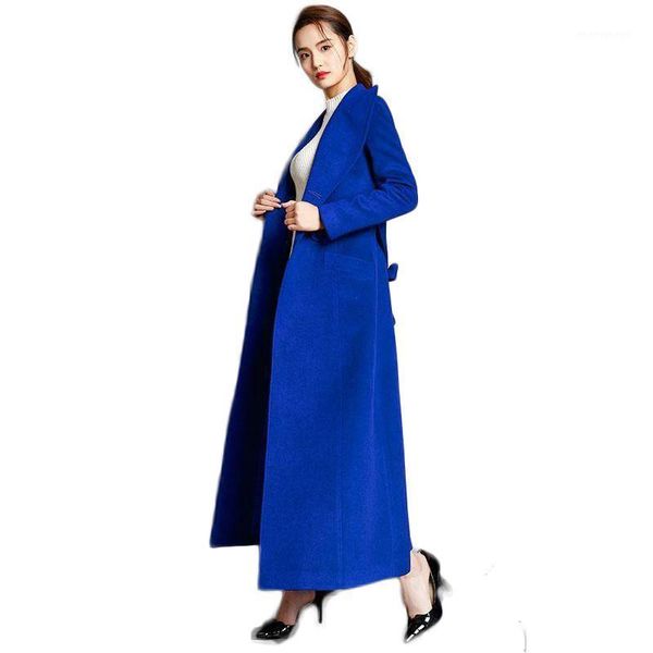 

women's wool & blends 2021 autumn winter women's solid jackets fashion lady long woolen coat slim type female double-breasted oute, Black