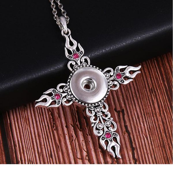 

2018 new snap jewelry crystal faith cross pendant snap necklace fit 18mm snap button necklace women pendant necklace wi bbytid, Silver