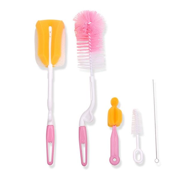 

360 degree rotation bottle brush 5pcs/lot baby pacifier cup nipple cleaning brushes set handheld soft head food grade watering 20220226 q2