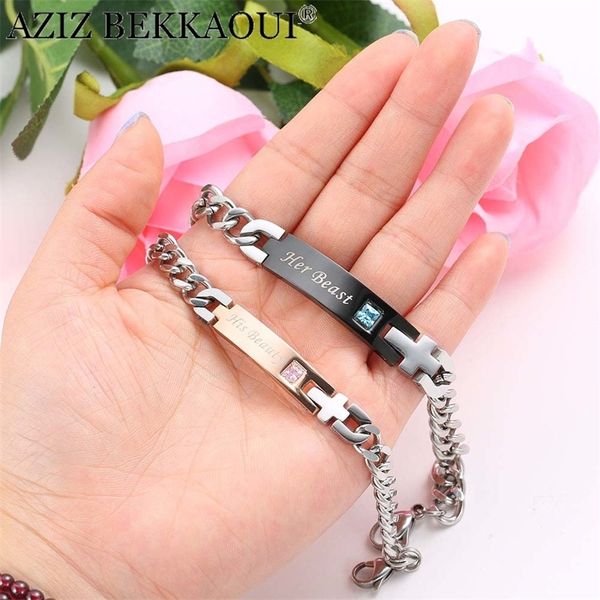 

aziz bekkaoui couple bracelets with box gift bracelets for women stainless steel men female fashion jewelry drop shipping y200107, Golden;silver