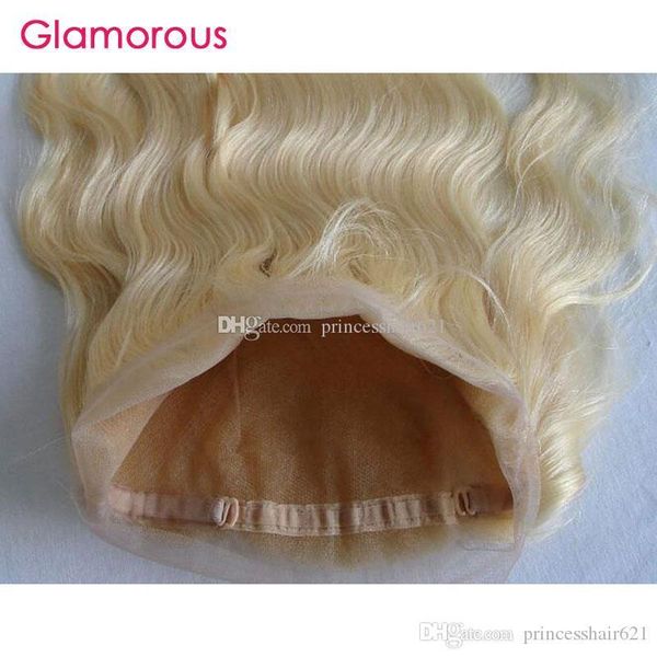 

human hair 360 lace frontal blonde #613 body wave straight full round lace closure with baby hair bleached knots brazilian blonde hair, Black;brown