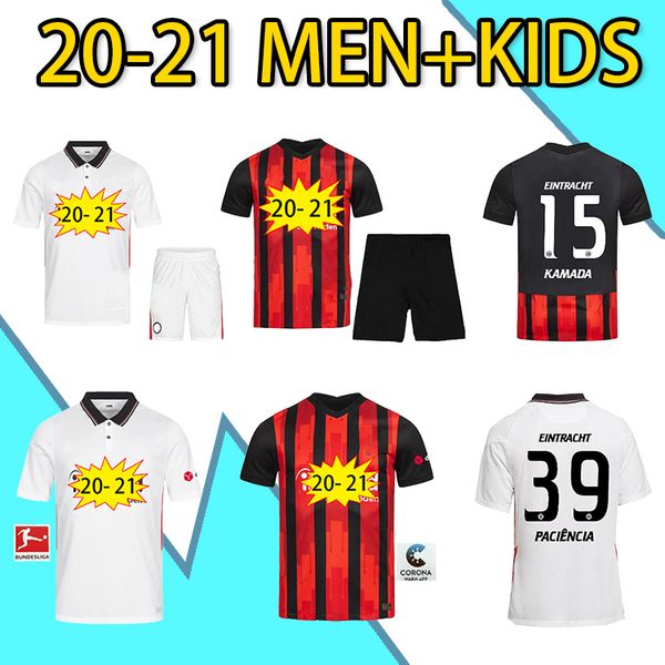 

2020 eintracht frankfurt + kids kit quality soccer jersey 20 21 frankfurt home away thailand away silva paciencia quality football, Black;yellow