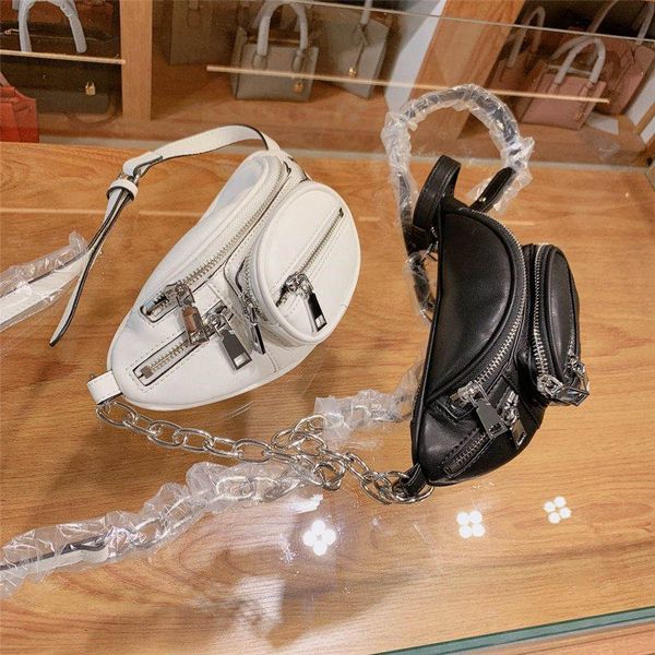 

black and white designer brand waist bag for men and women hot sale unisex designer chest bag leather Fanny pack