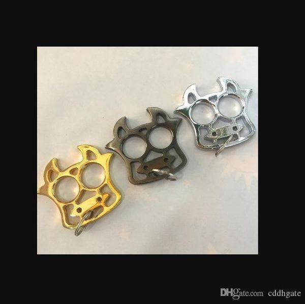 

outdoor cow protective gear safety equipment cow key chain finger tiger gilded thick steel brass knuckle duster protective gear self-defense