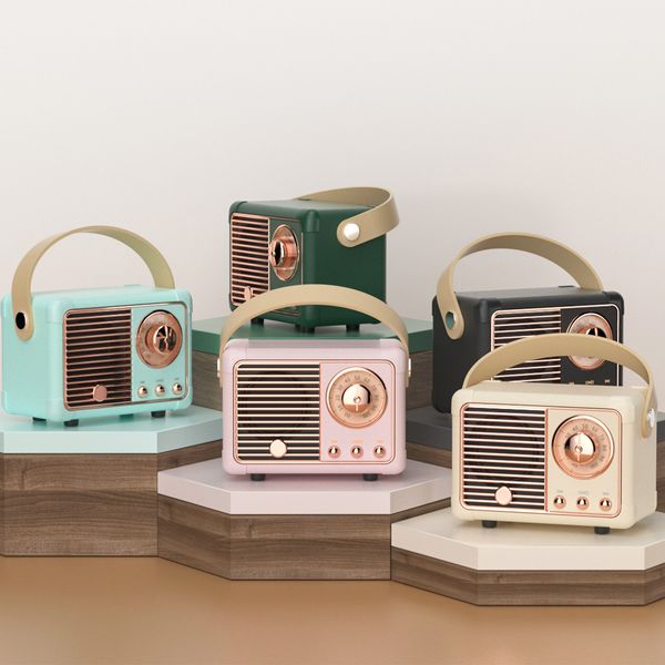 HM11 Retro Bluetooth Speakers Metal Material Stereo Hifi Super Bass Subwoofer Handsfree MIC Computer Phone Speaker MP3 Player