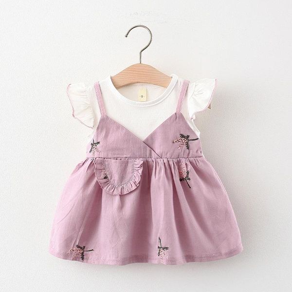 

girl's dresses 2021 summer baby girls dress flower embroidery wholesale, Red;yellow
