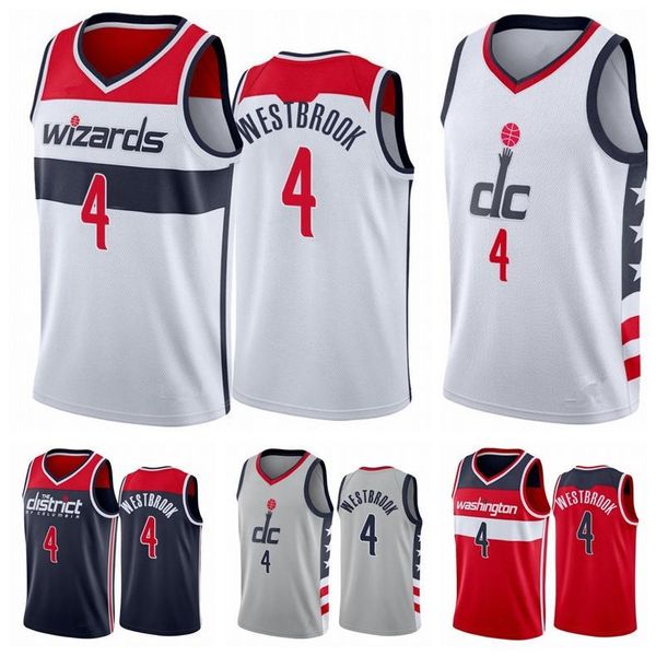 

NCAA 2021 Washington Wizards Men Russell 4 Westbrook 2020/21 Swingman City Basketball Jersey Gray Icon Edition, Black